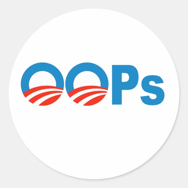 Obama oops runder aufkleber (Vorderseite)