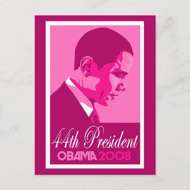 Obama Pink 44. Präsident Postcard 3 Postkarte (Vorderseite)