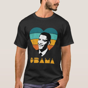 Obama Portrait Retro Vintag Heart T-Shirt