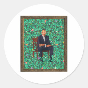 Obama Portrait T-Shirt Runder Aufkleber