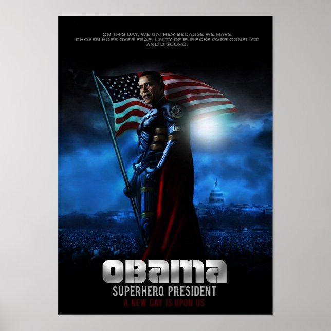 OBAMA POSTER Super Hero Präsident (Vorne)