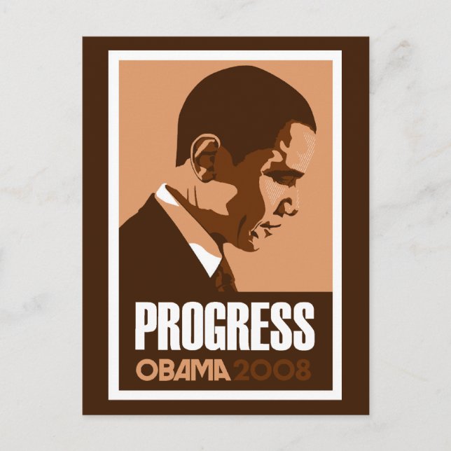 Obama - Progress Dark Brown Postcard Postkarte (Vorderseite)