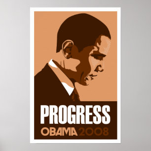 Obama - Progress Dark Brown Poster