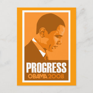 Obama - Progress Dark Orange Postcard Postkarte