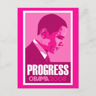 Obama - Progress Dark Pink Postcard Postkarte