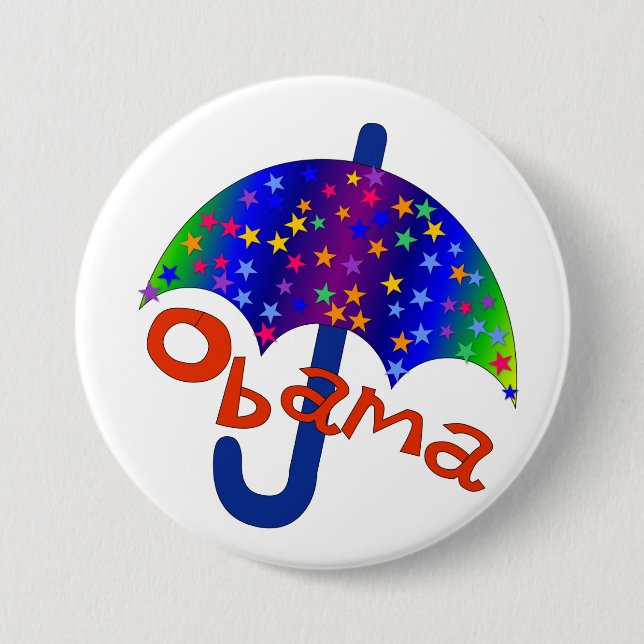 Obama-Regenbogen-Regenschirm Button (Vorderseite)