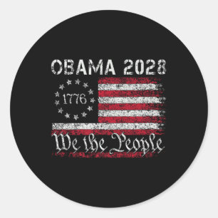 Obama Retro Vintage US-Flagge Patriotisch 2028 177 Runder Aufkleber
