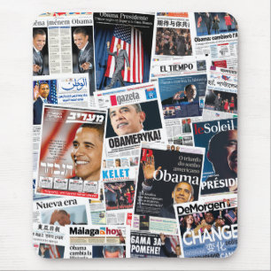 Obama-Sieg-internationale Front Page-Collage Mousepad