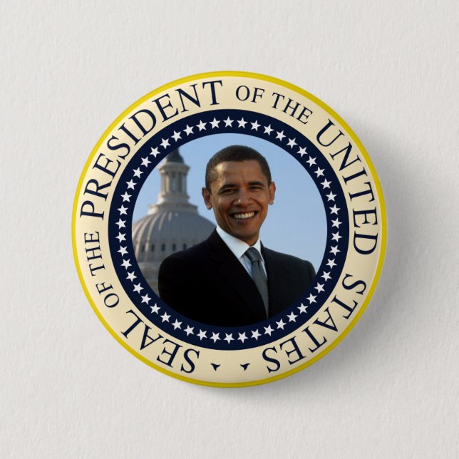 Obama-Siegel-Blau Button (Vorderseite)