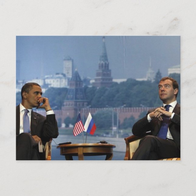 Obama und Medvedev Postkarte (Vorderseite)