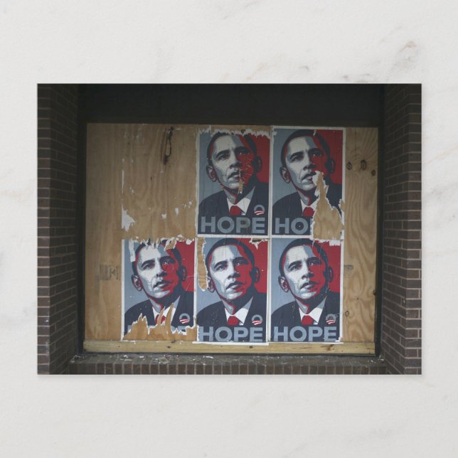 Obama unterzeichnet in einem geschlossenen Fenster Postkarte (Vorderseite)
