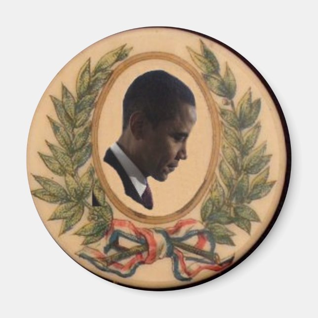 Obama Victory Laurels Button Magnet (Vorne)