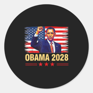 Obama Vintage Präsident 2028 Obama Retro Flagge Am Runder Aufkleber