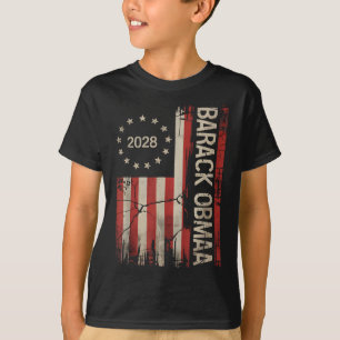 Obama Vintage Präsident 2028 Obama Retro Flagge Am T-Shirt
