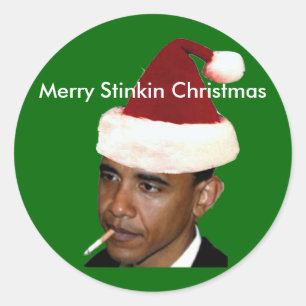 Obama-Weihnachtsaufkleber (T-Shirt Stoßantiobama) Runder Aufkleber