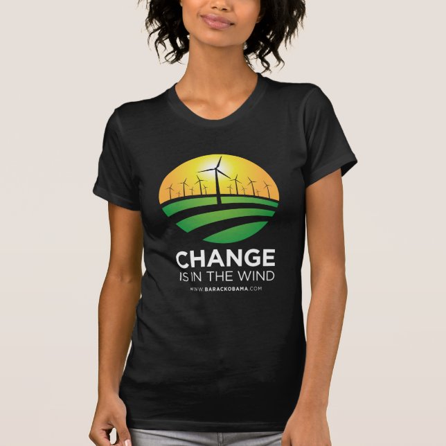 Obama-Winde des T - Shirt der Änderungs-Frauen (Vorderseite)