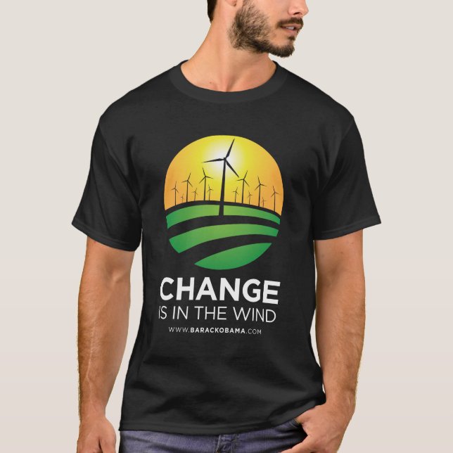 Obama-Winde des T - Shirt der Änderungs-Männer (Vorderseite)