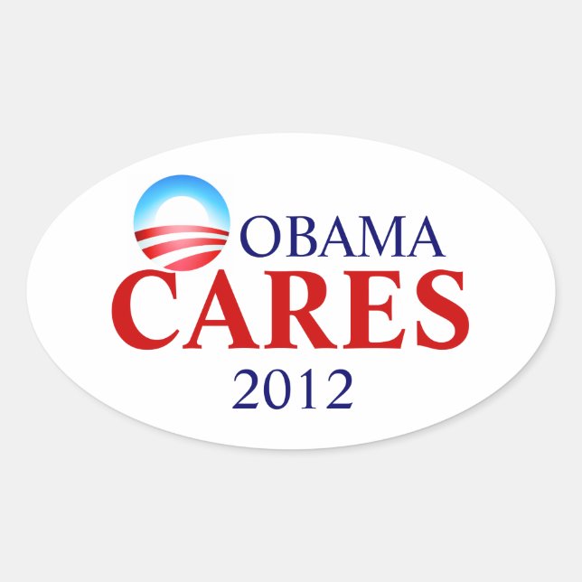 Obamacare bedeutet Obama Cares! Ovaler Aufkleber (Vorderseite)