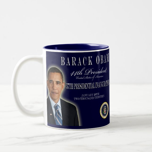 Obamaeinweihungs-GedenkTasse 2013 Zweifarbige Tasse (Links)