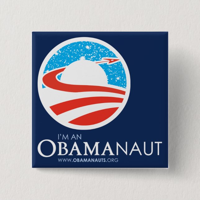 Obamanaut quadratischer Knopf Button (Vorderseite)