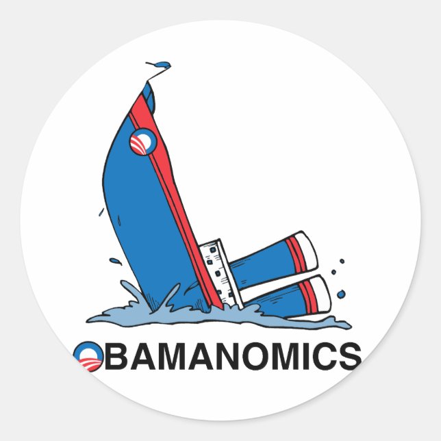 OBAMANOMIK SINKING RUNDER AUFKLEBER (Vorderseite)