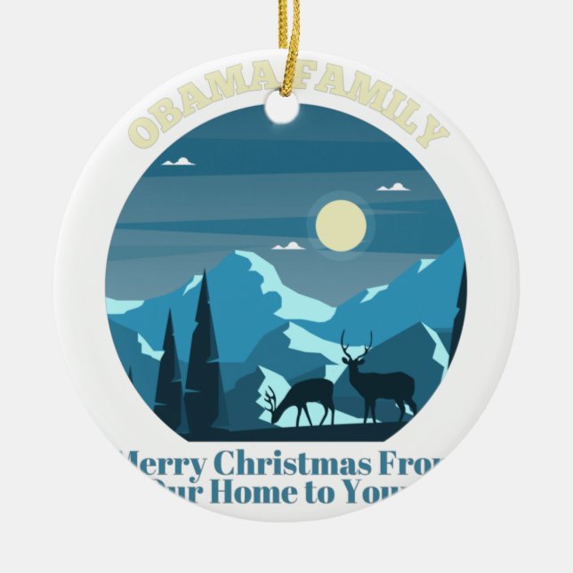 Obamas Familie frohe Weihnachten von unserer Zuhau Keramik Ornament (Vorne)