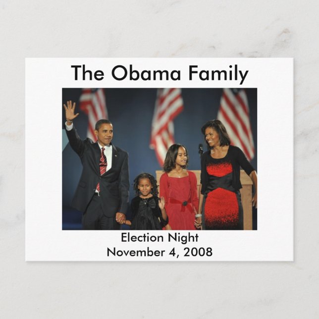 Obamas Familienwahlnacht Postkarte (Vorderseite)