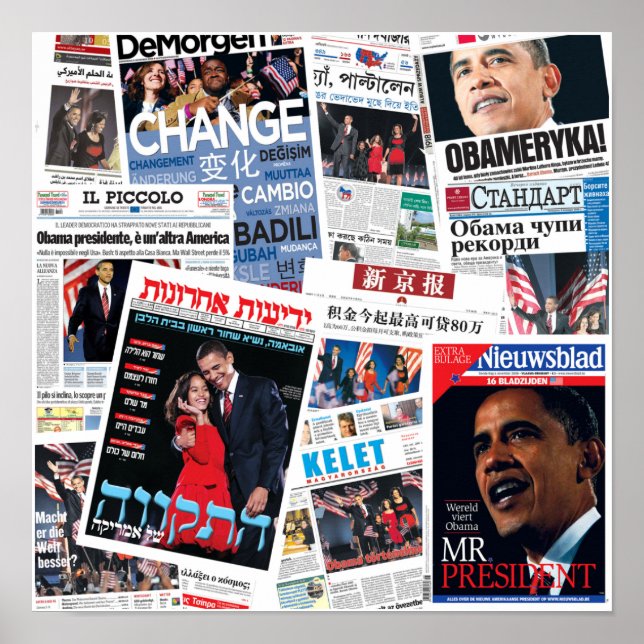 Obamas Sieg um das Weltposter Poster (Vorne)