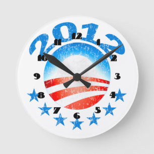 ObamaWanduhr 2012 Runde Wanduhr