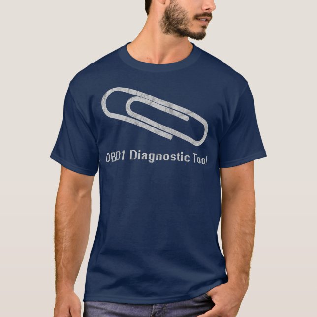 OBD1 Paperclip Diagnostics Tool T-Shirt Karo Motor (Vorderseite)