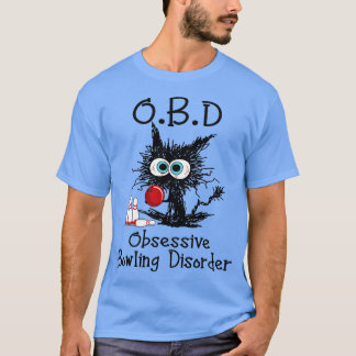 OBD-Zwangsstörung Bowling Funny Black Cat Bow T-Shirt