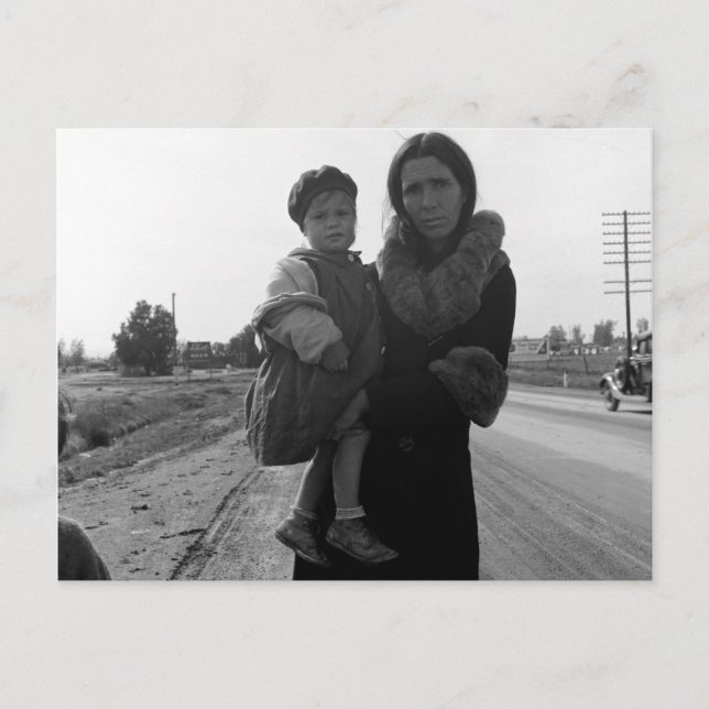 Obdachlose Mutter und Kind - 1939 Postkarte (Vorderseite)