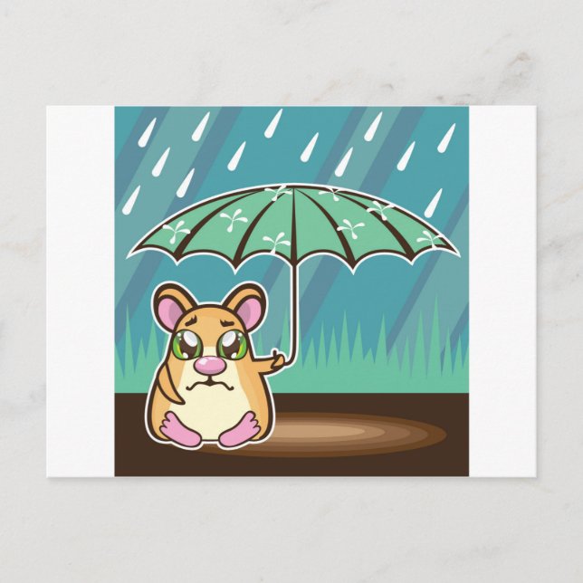 Obdachloser Hamster-Cartoon Postkarte (Vorderseite)