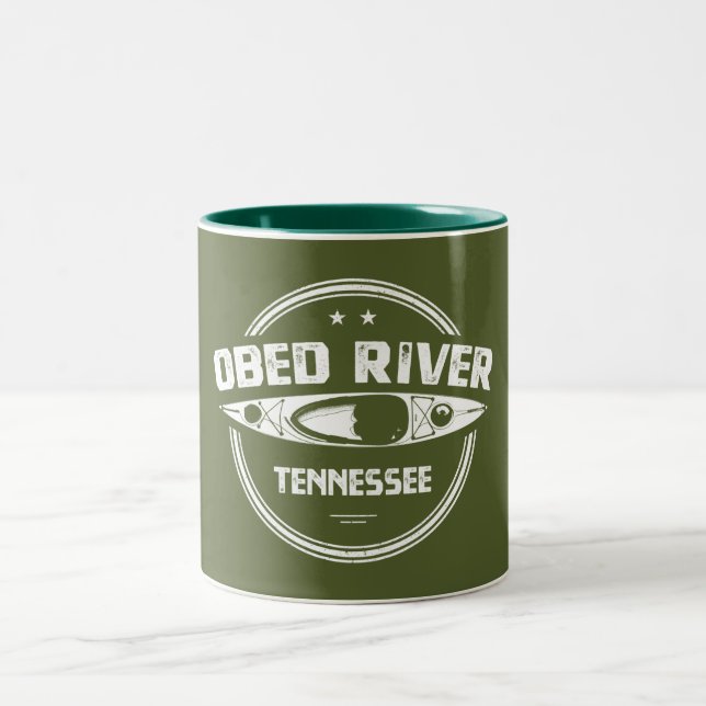 Obed River Tennessee Kayaking Zweifarbige Tasse (Mittel)