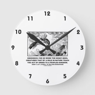 Obedience Work Honey Bees Henry V Shakespeare Runde Wanduhr