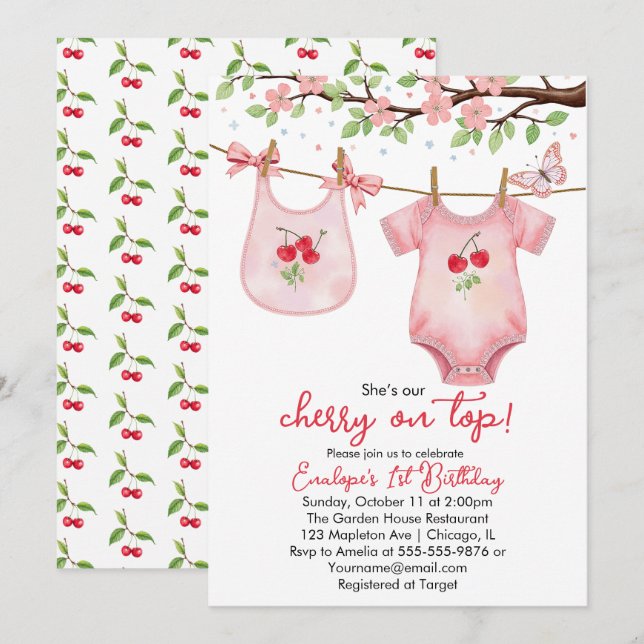 Oben herry! Einladung zum ersten Geburtstag (Vorne/Hinten)