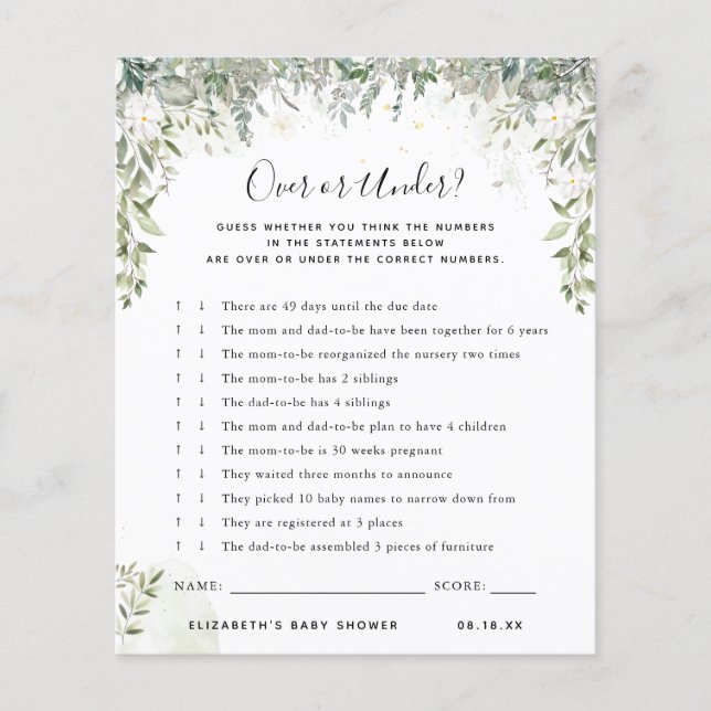 Oben oder darunter | Baby Showspiel (Vorderseite)