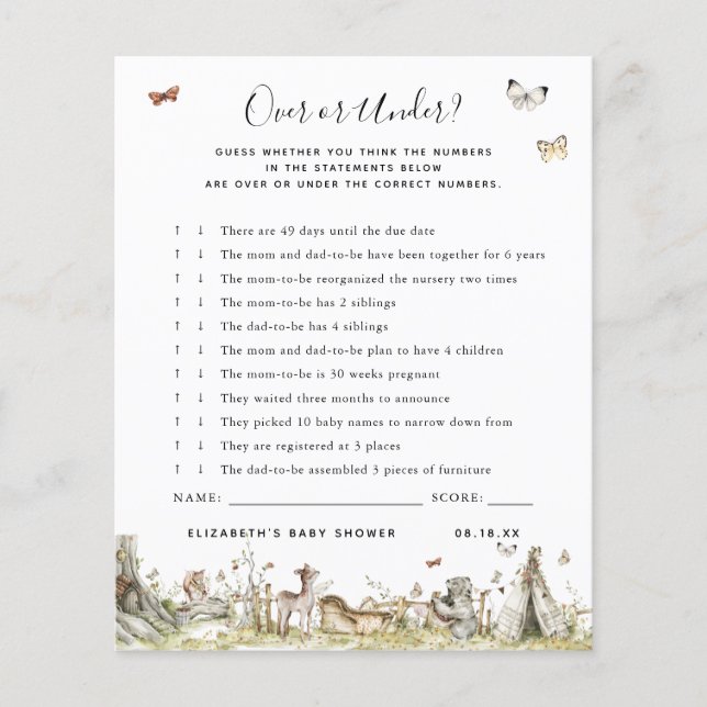 Oben oder darunter | Baby Showspiel (Vorderseite)