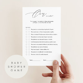 Oben oder unter Babydusche Quiz Spiel