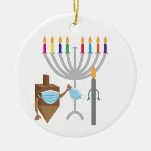 Oben und Kerze mit Gesichtsmaske drehen Keramik Ornament