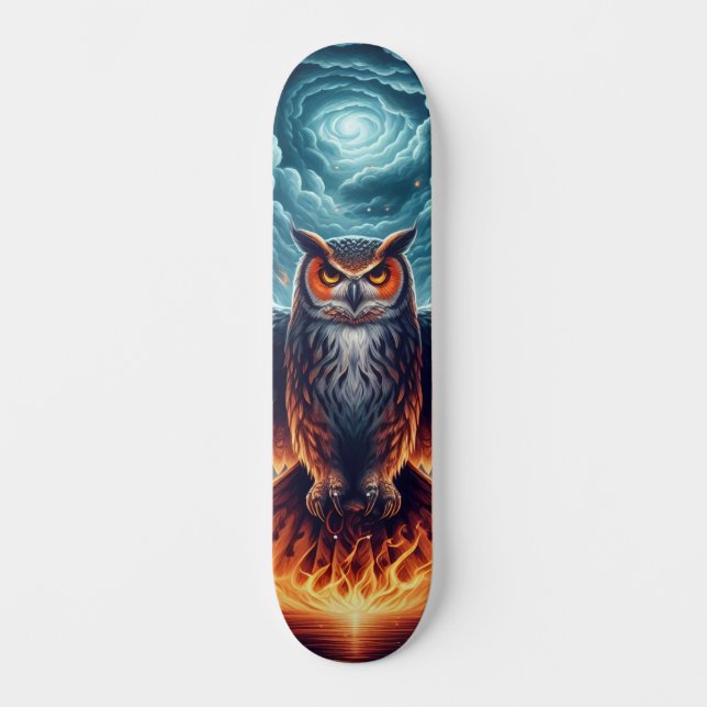 Oben und unten - Wise Owl Art Skateboard (Vorderseite)