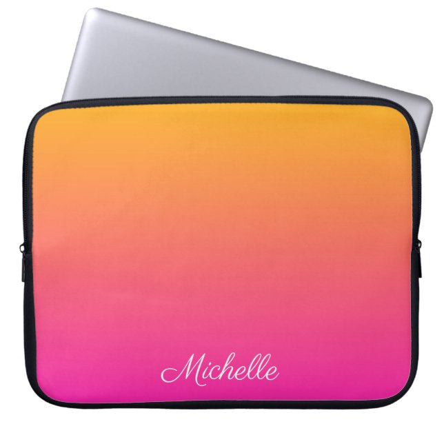 Ober-gelb und rosa Gradienten Laptopschutzhülle (Vorderseite)