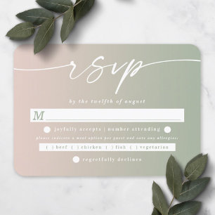 Ober Light Pink & Leaf Green Wedding Choice RSVP Karte