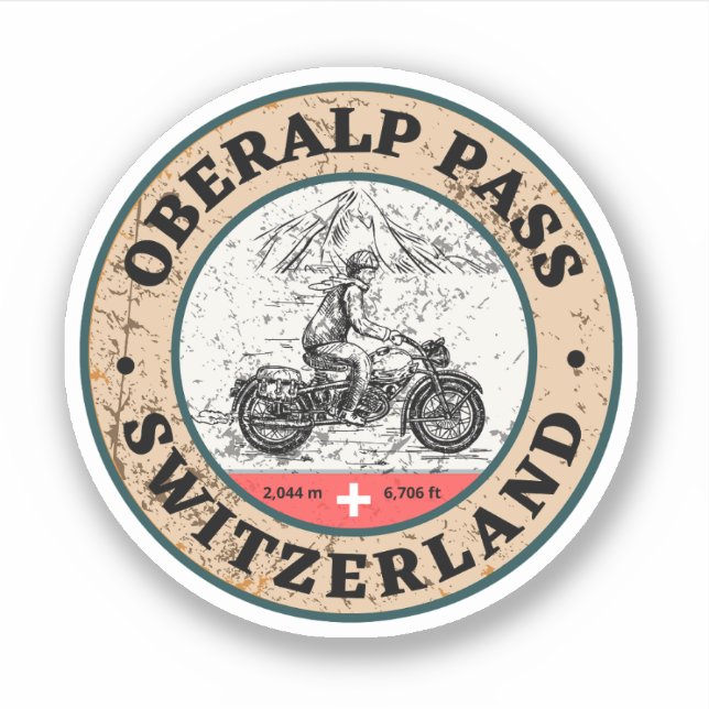 Oberalp Pass - Schweizer Alpen - Motorradtour Aufkleber (Vorderseite)