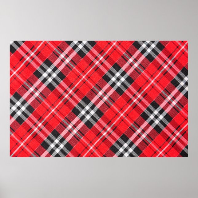 Obere Ansicht des Stoffmusters aus Tartan auf dem  Poster (Vorne)