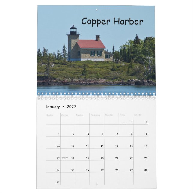 Obere Halbinsel-Leuchttürme Michigans Kalender (Jan 2027)