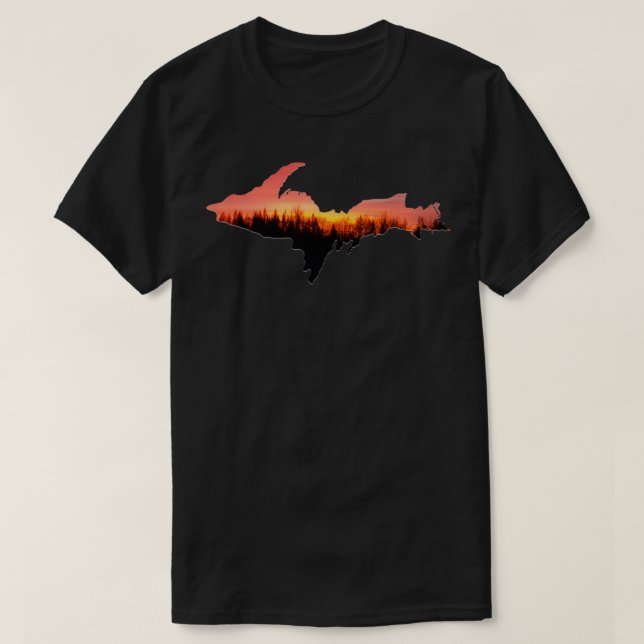 Obere Halbinsel Michigan SUNSET Trees Yoopers 906 T-Shirt (Design vorne)