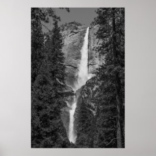 Obere untere Yosemite-Wasserfälle Schwarz/Weiß Poster