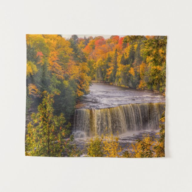 Obere Wasserfälle mit Herbstfarben Wandteppich (Vorderseite (Horizontal))
