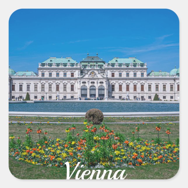 Oberer Belvedere Palast in Wien, Österreich Quadratischer Aufkleber (Vorderseite)